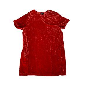 Kenneth Cole women's crushed velvet dress size L rust sheath boho pockets